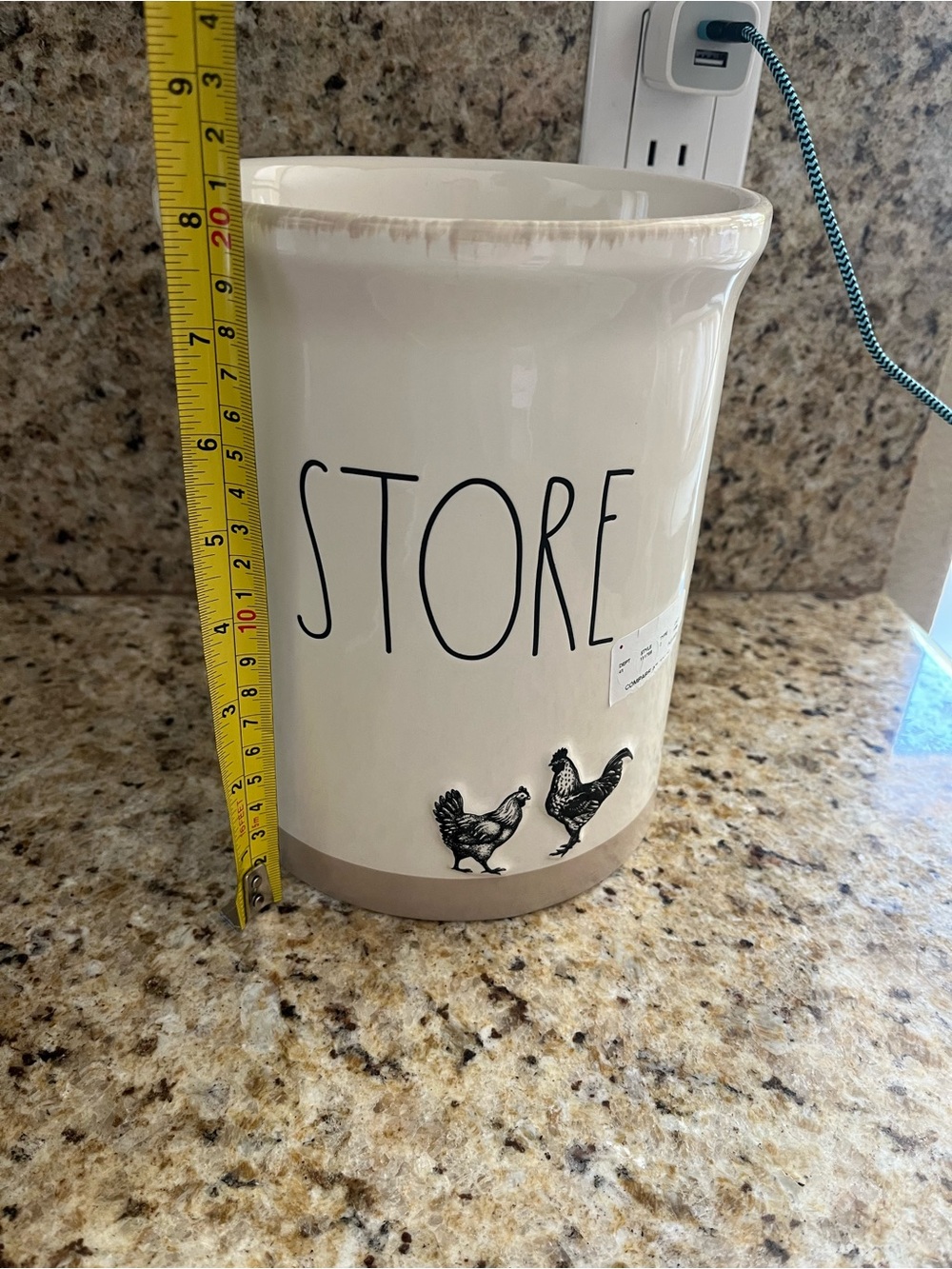 Rae Dunn Ceramic 'STORE' Canister with Rooster Farmhouse Utensils - Picture 2 of 3